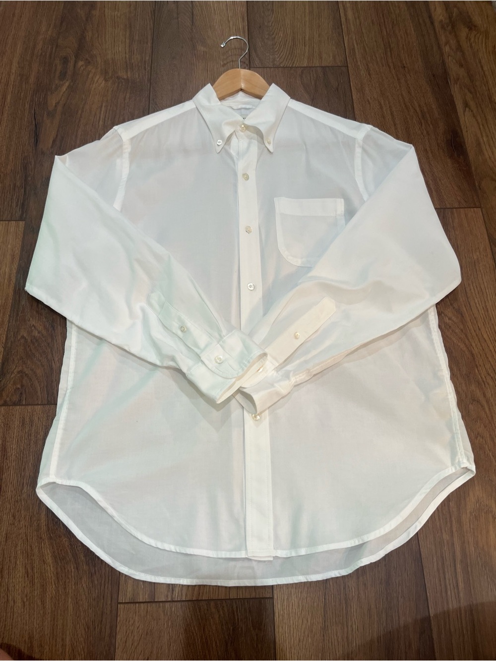 Buck Mason White Cotton Tencel Button Down Long Sleeve Men’s Shirt Sz. Large
